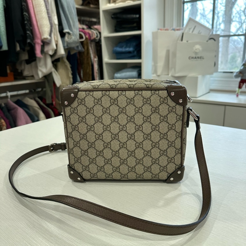 Trunk Shoulder Bag GG Coated Canvas with Studded Leather